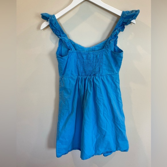 Sim & Sam Sleeveless Mini Dress 100% Cotton Ruffle Lined Size Small Blue - Picture 6 of 7